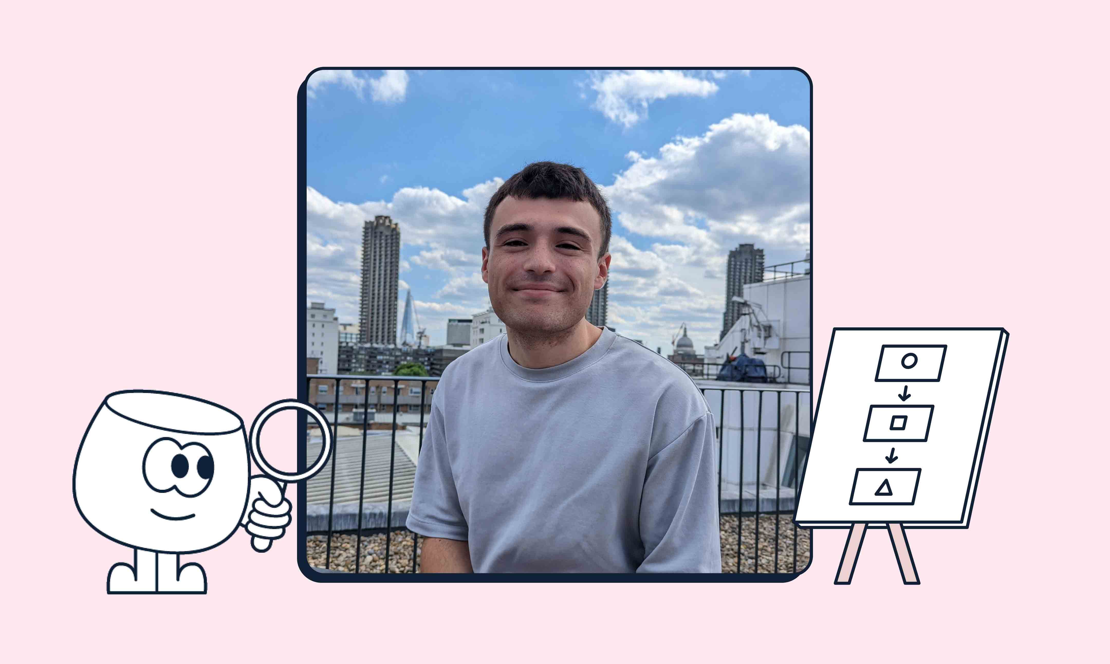 An image of a man with a view of London