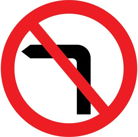 Road sign - No left turn