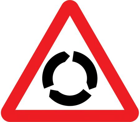 UK road sign - Roundabout ahead